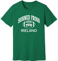 Green t-shirt with 'Horned Frogs TCU Ireland' text and logo on a white background